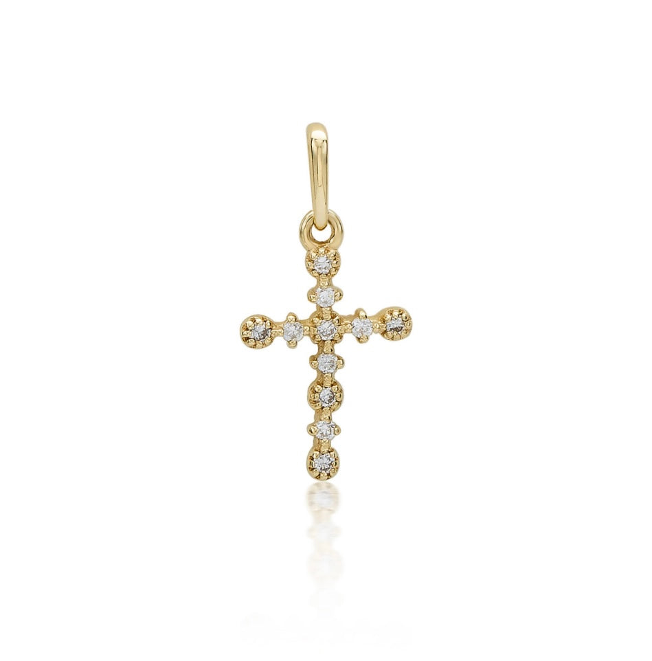 9K Gold 0.06ct Cross Pendant