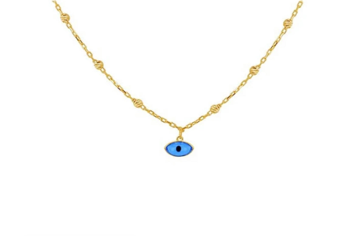 9K Gold Blue Eye Necklace