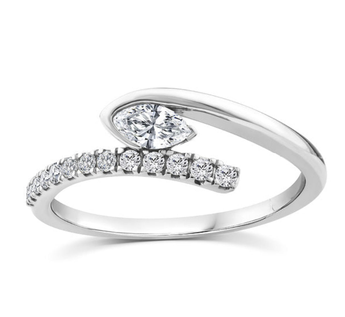 9K Gold 0.33ct Marquise Diamond Spiral Ring