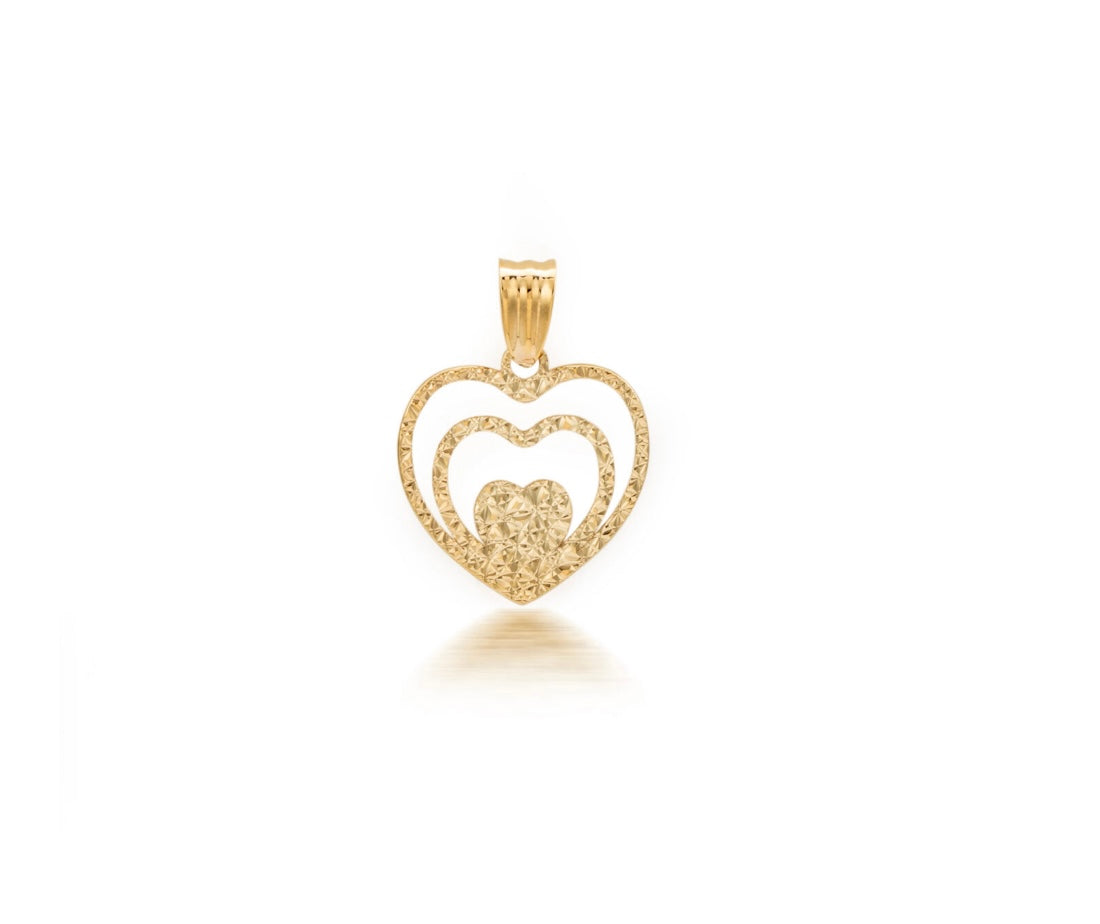 9K Gold Diamond-cut Heart Pendant