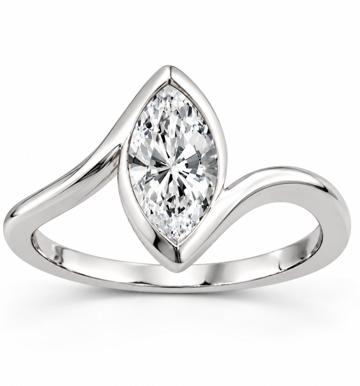 9K Gold 1ct Diamond Marquise Bypass Band Ring