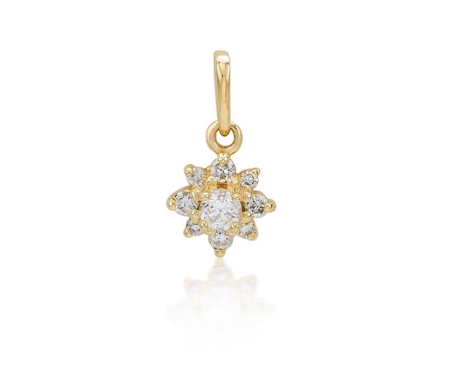 9K Gold 0.15ct Diamond Flower Pendant