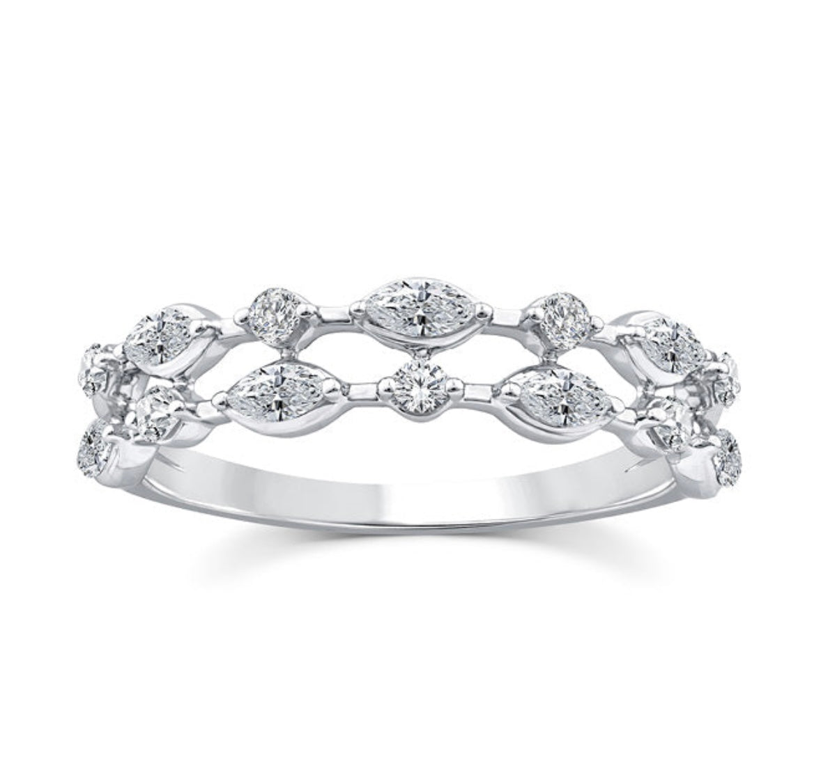 9K Gold 0.40ct Diamond Double-band Ring