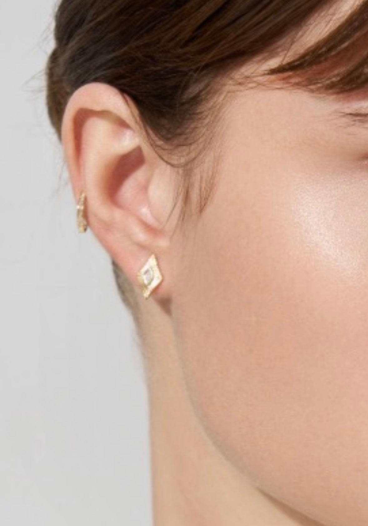 9K & 18K Gold Diamond Marquise Studs