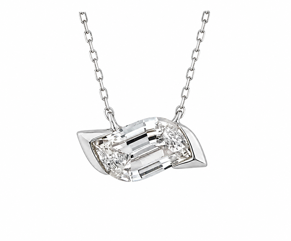 9K Gold 0.5ct Diamond Step-Cut Necklace
