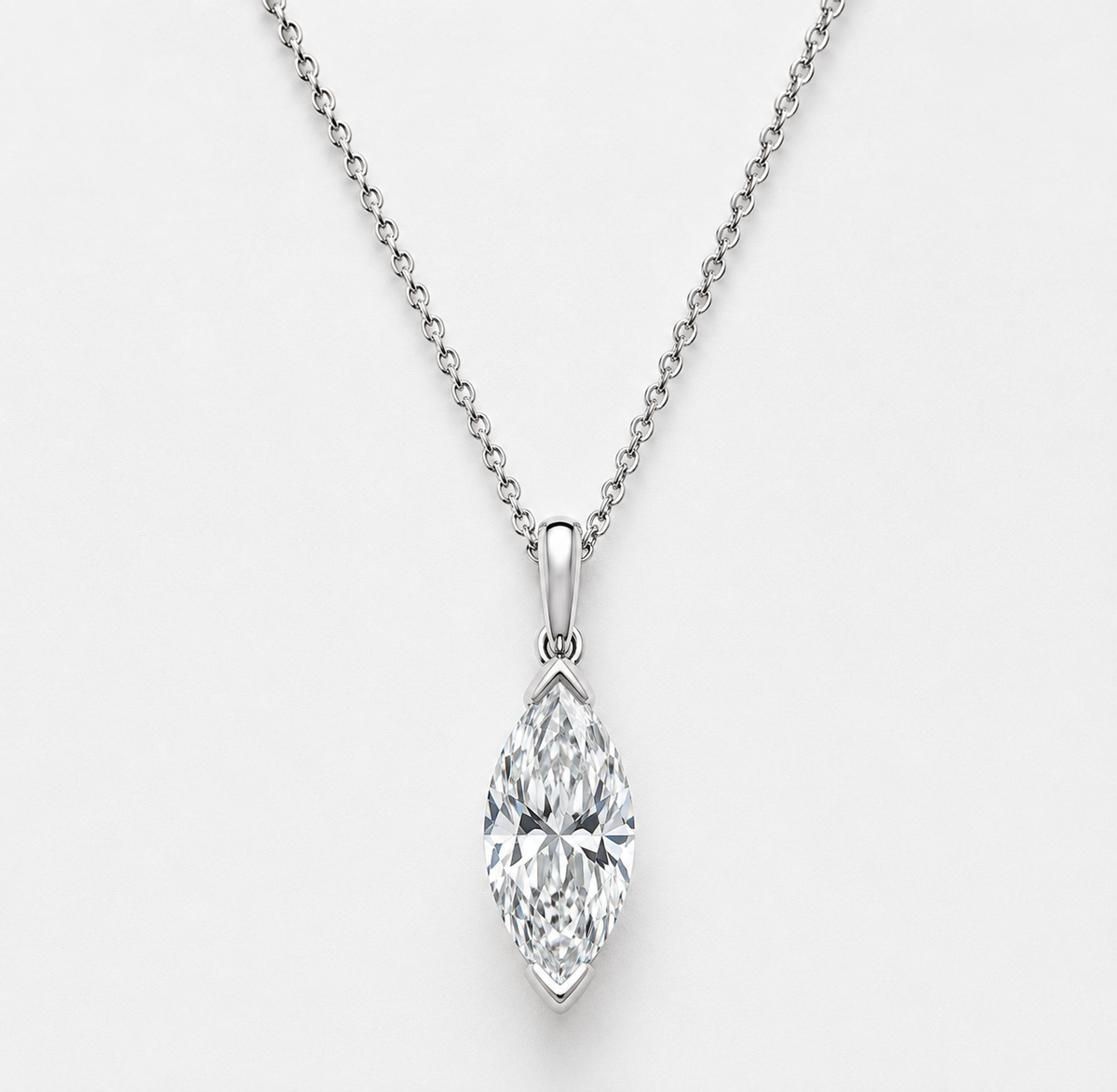 9K Gold Marquise Diamond Drop Necklace