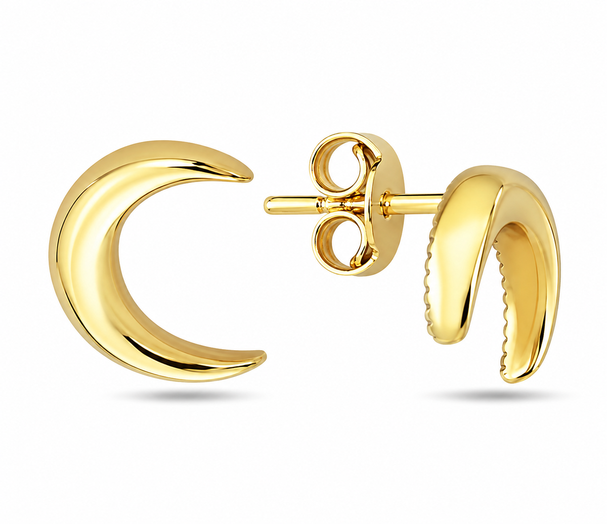 9K Gold Crescent Moon Studs