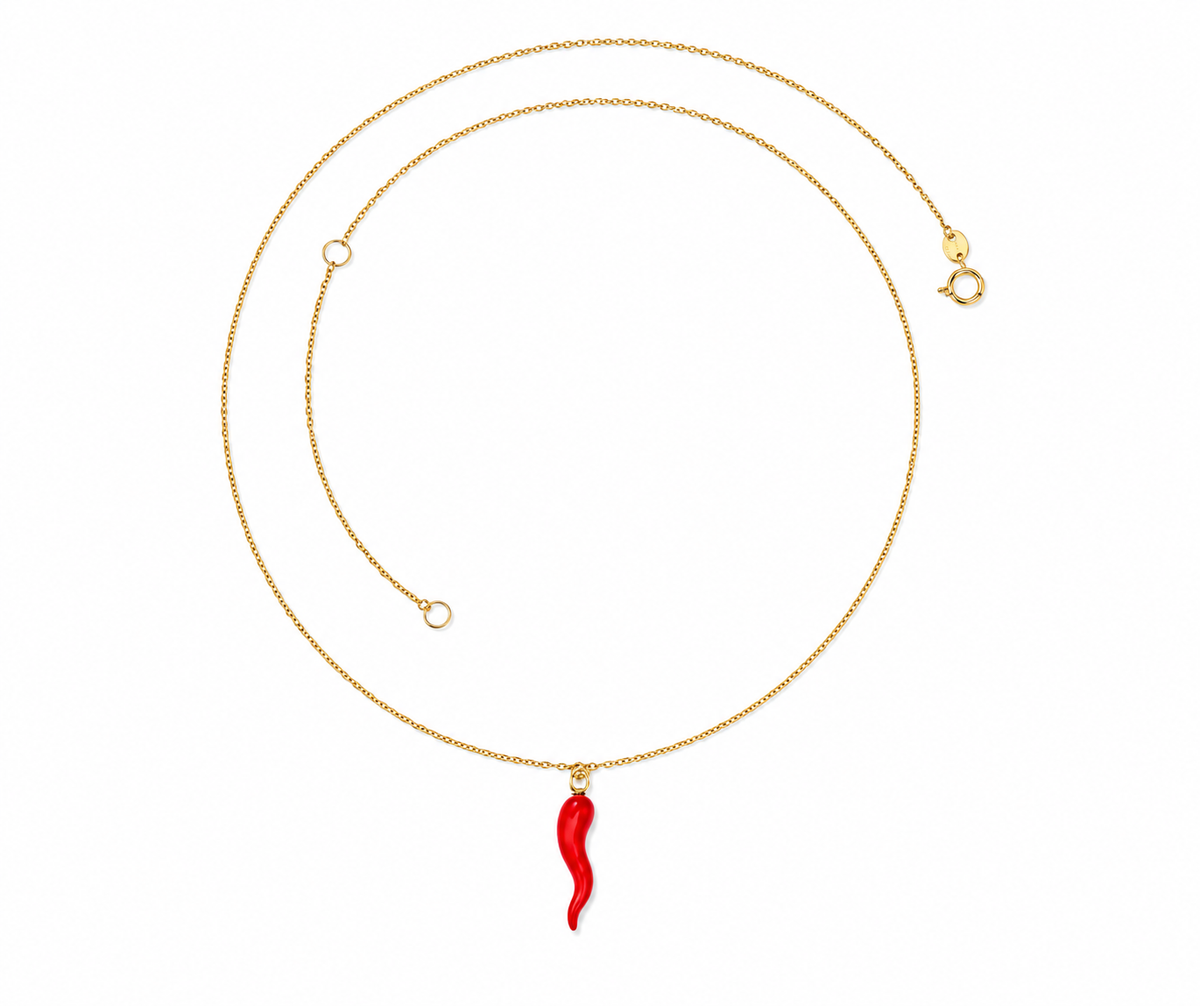 9K Gold Red Chilli Necklace
