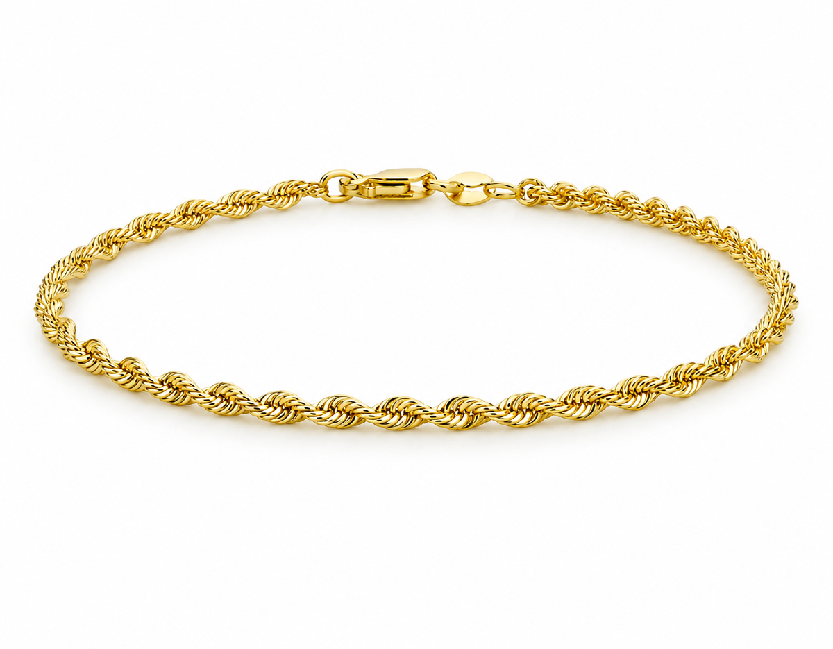 9K Gold Hollow Rope Bracelet