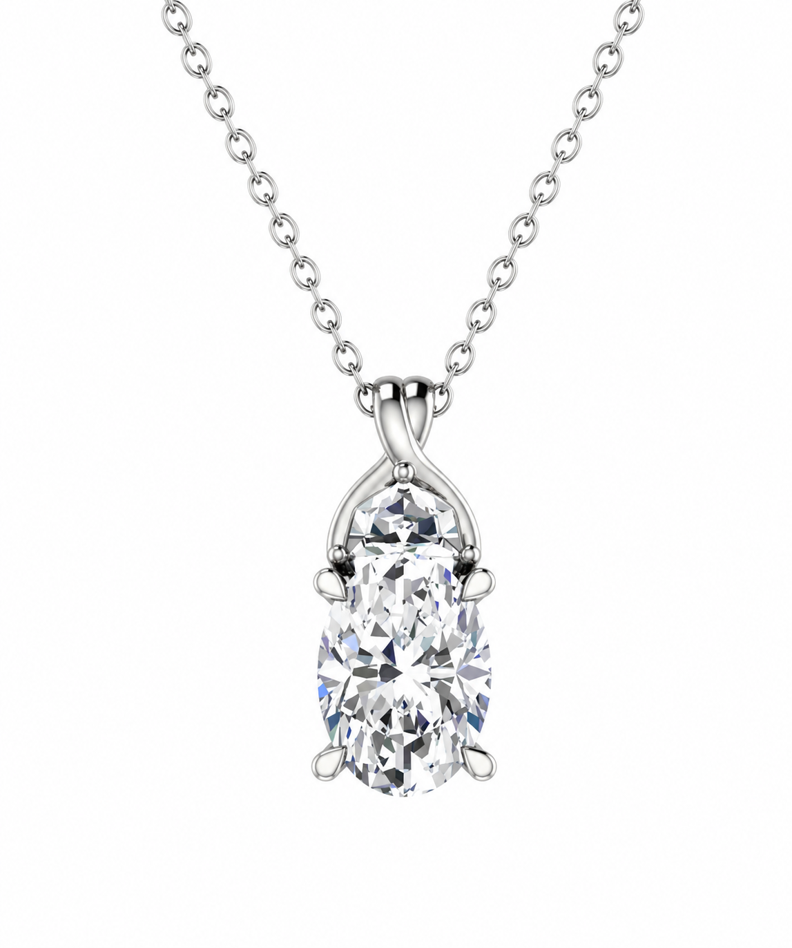 9K Gold 1.68ct Oval Diamond Necklace