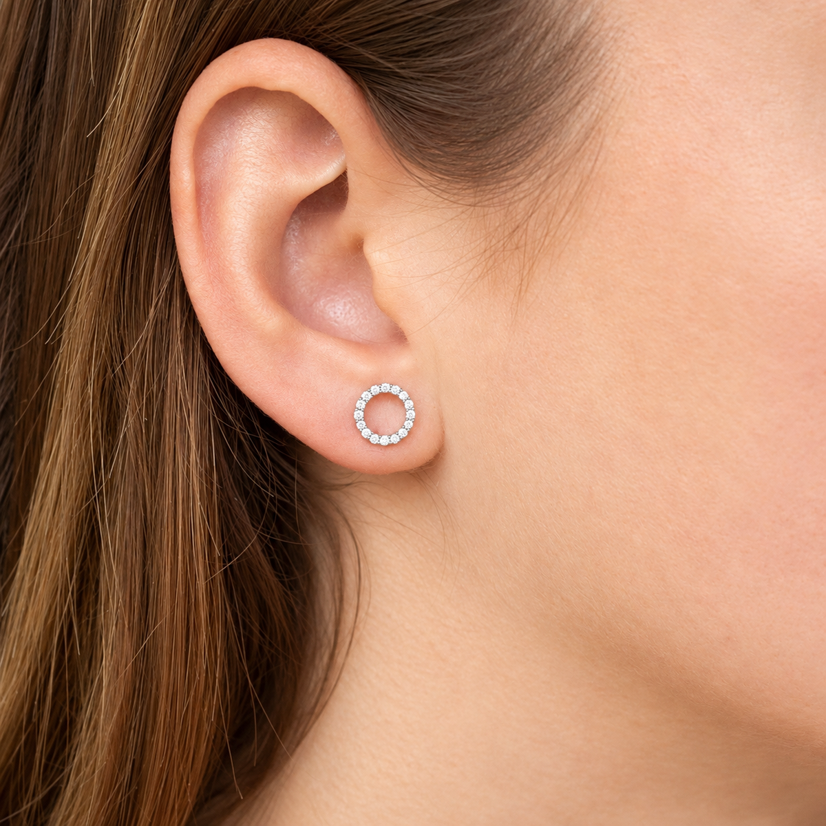 9K Gold 0.20ct Diamond Circle Studs