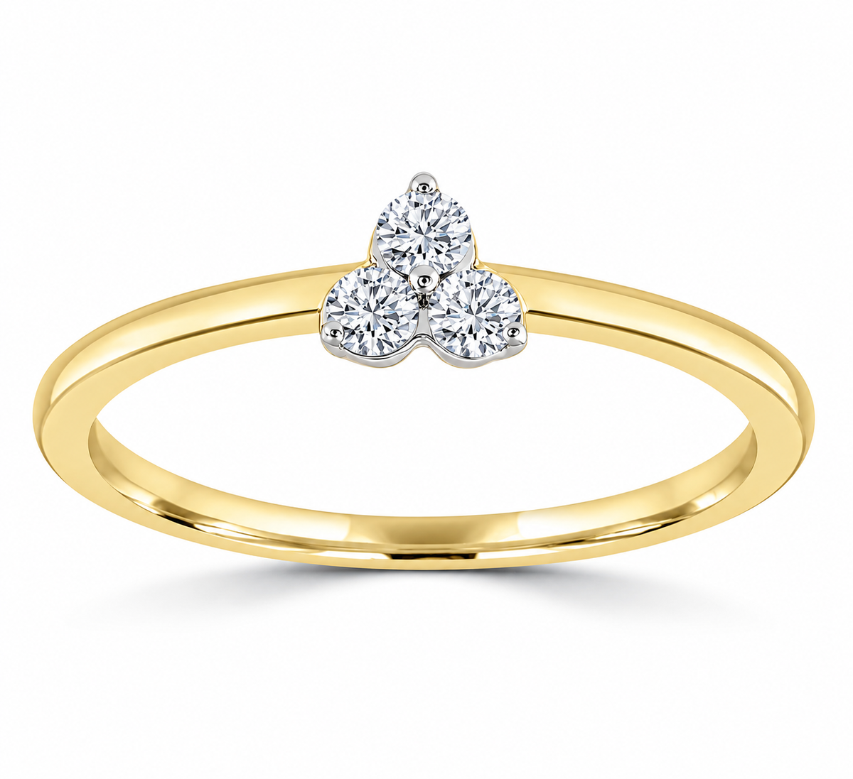 9K Gold 0.15ct Diamond Trio Ring
