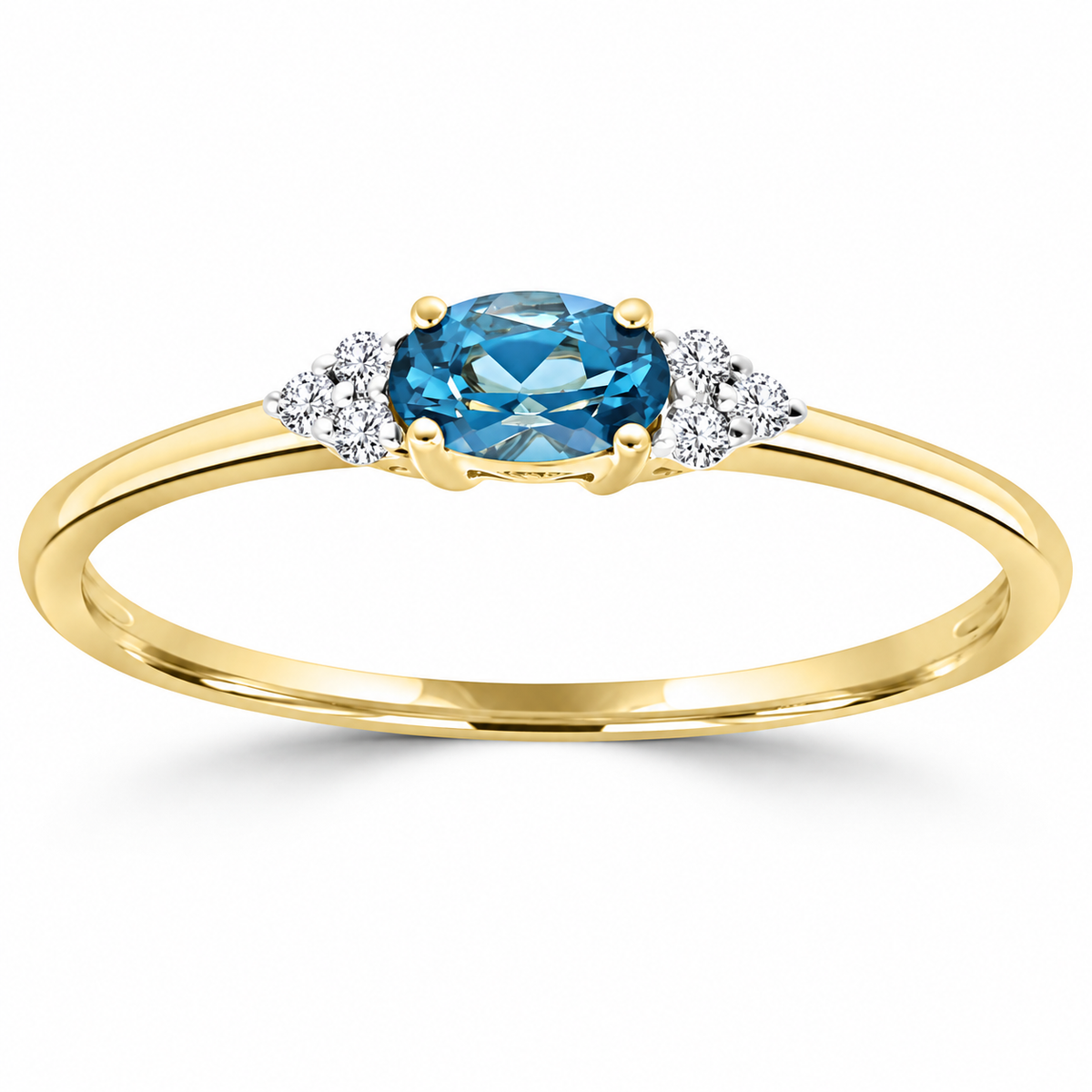 9K Gold 0.03ct Diamond & Oval Topaz Ring