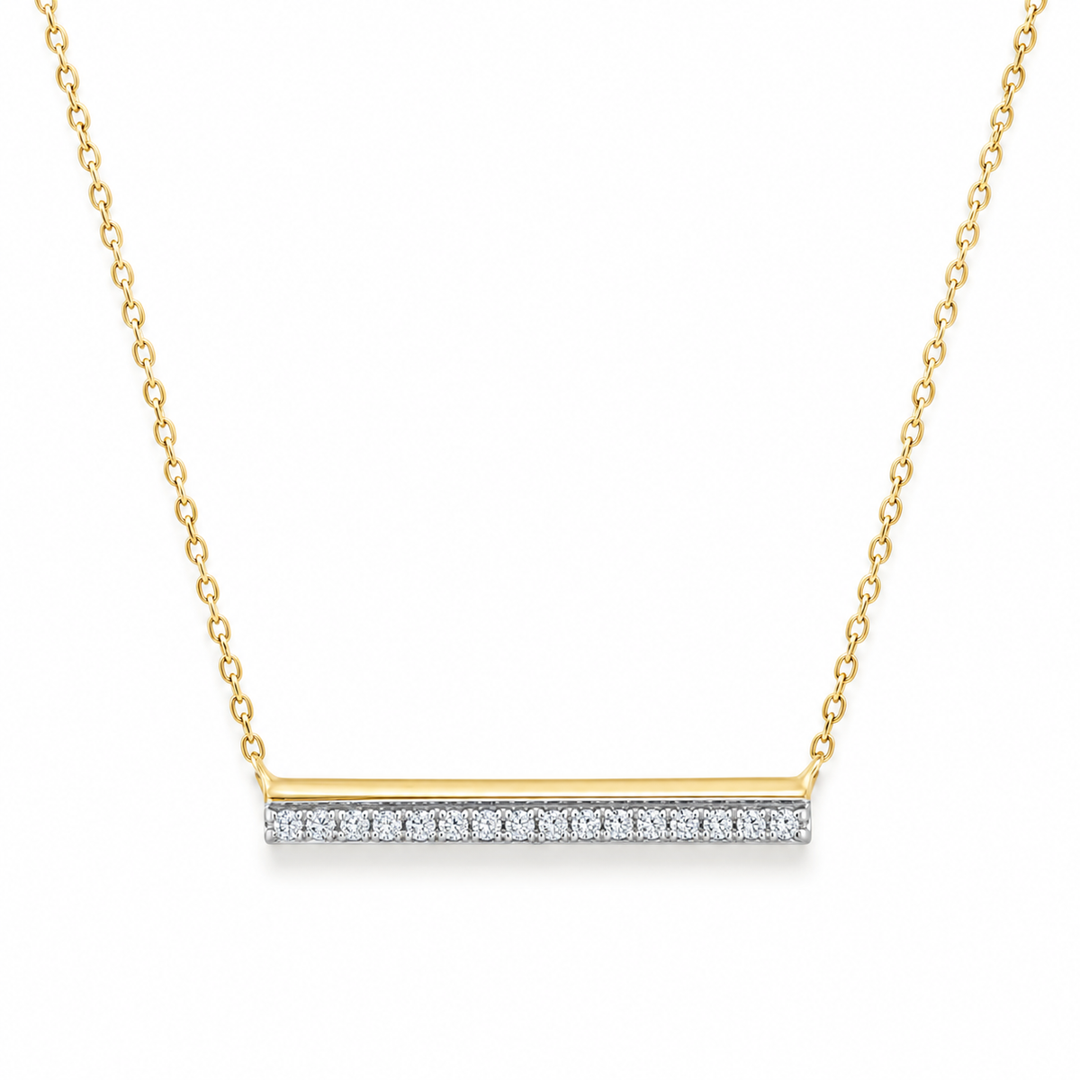 9K Gold 0.05ct Diamond Bar Necklace