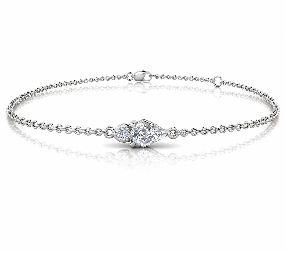 9K Gold 0.30ct Diamond Step-cut Pear Bracelet