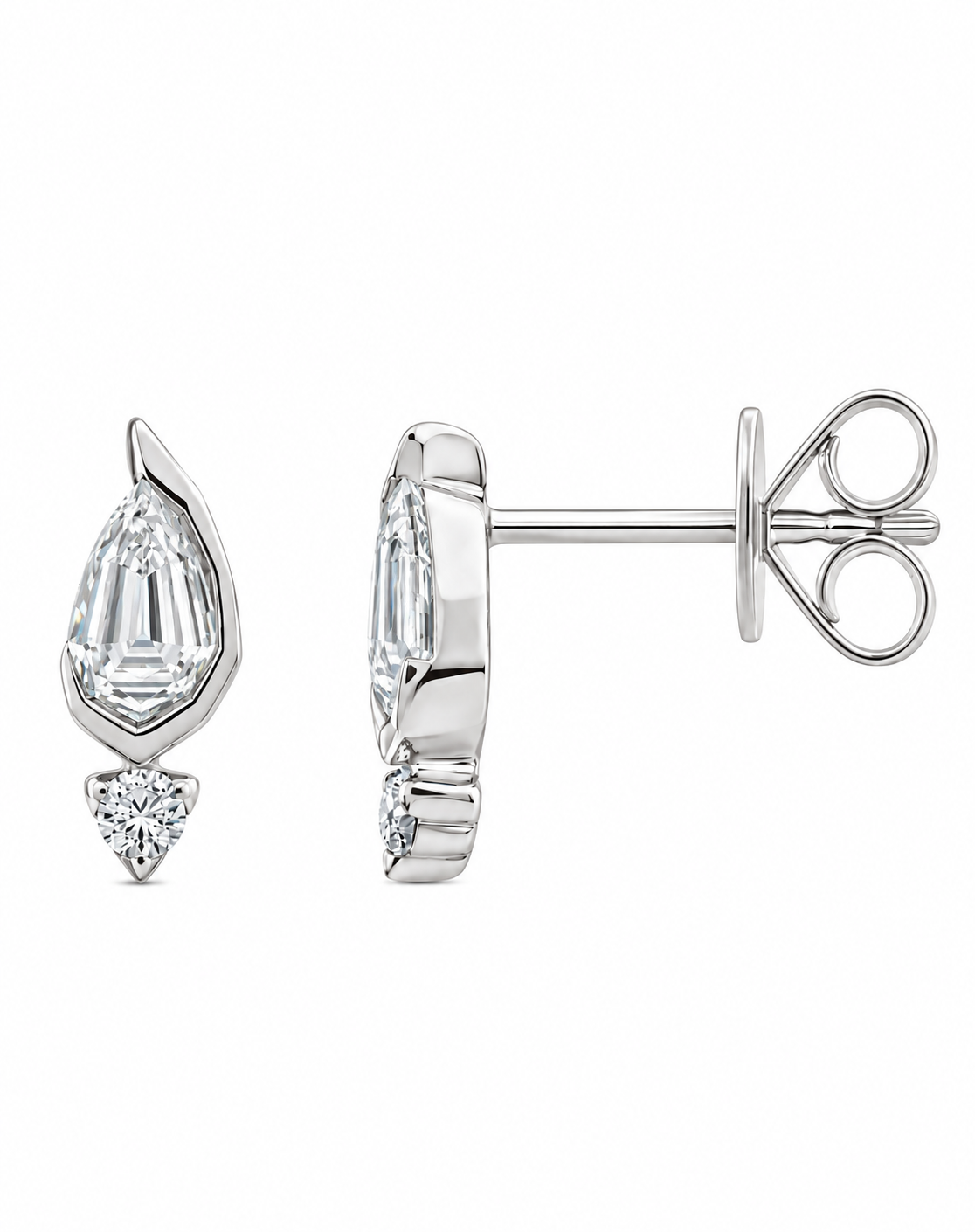9K Gold 0.65ct Diamond Step-cut Pear Studs