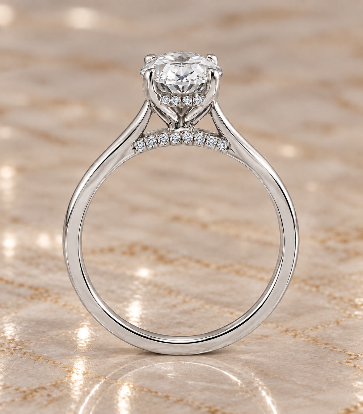 9K Gold 2.10ct Diamond Oval Ring