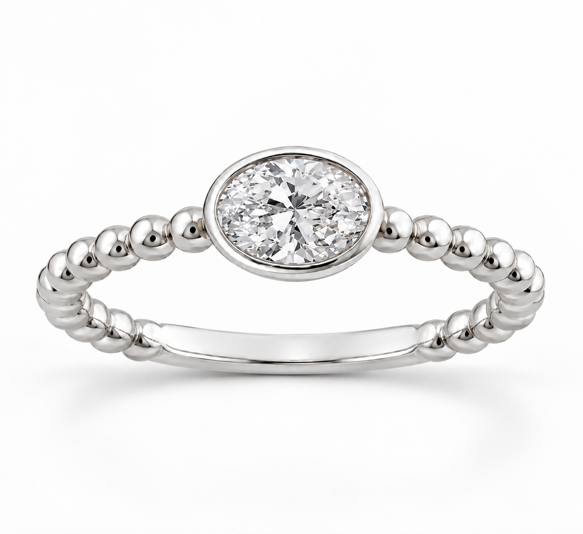 9K Gold 0.50ct Diamond Oval Beaded Ring