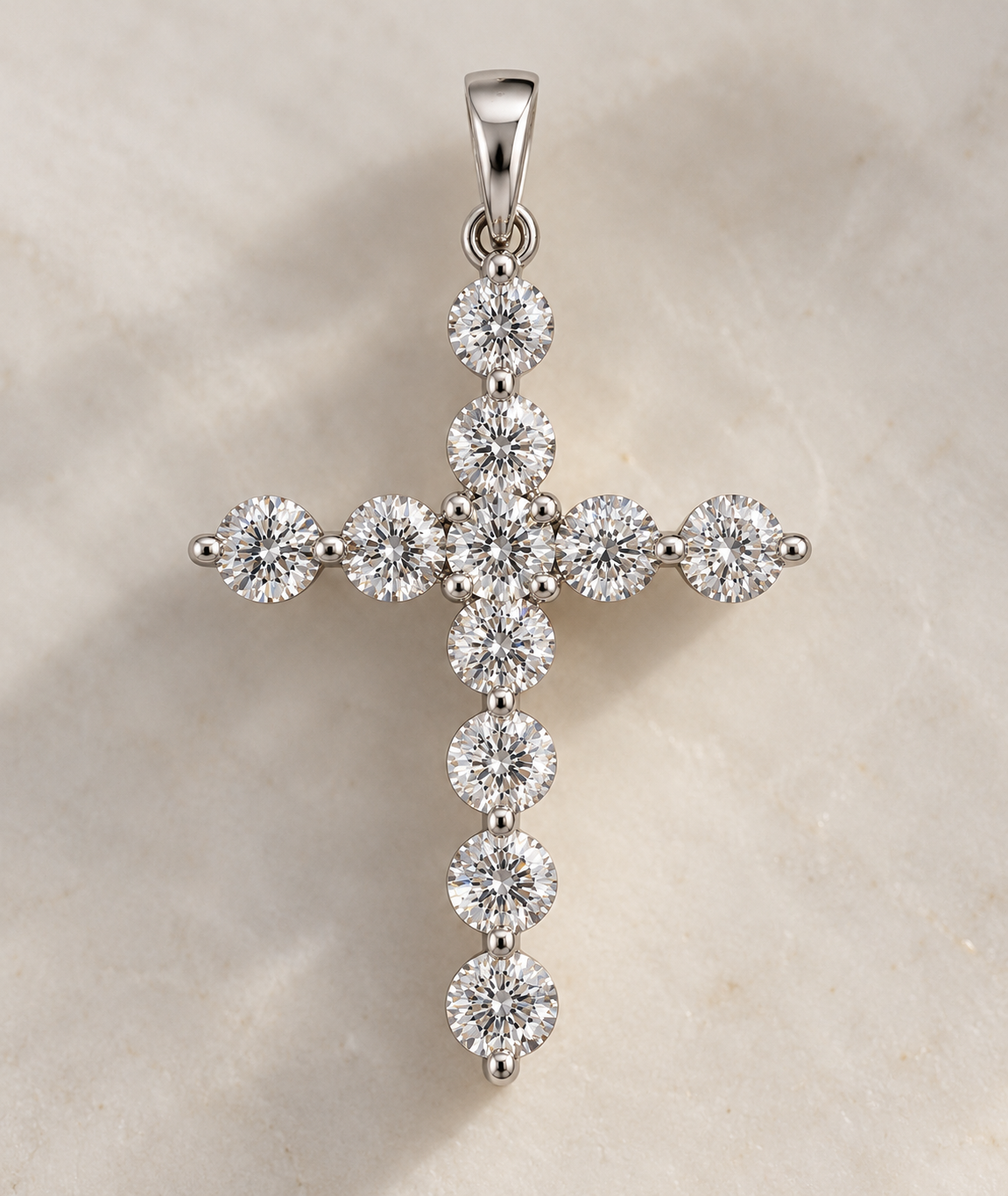 9K Gold 1ct Diamond Cross Pendant