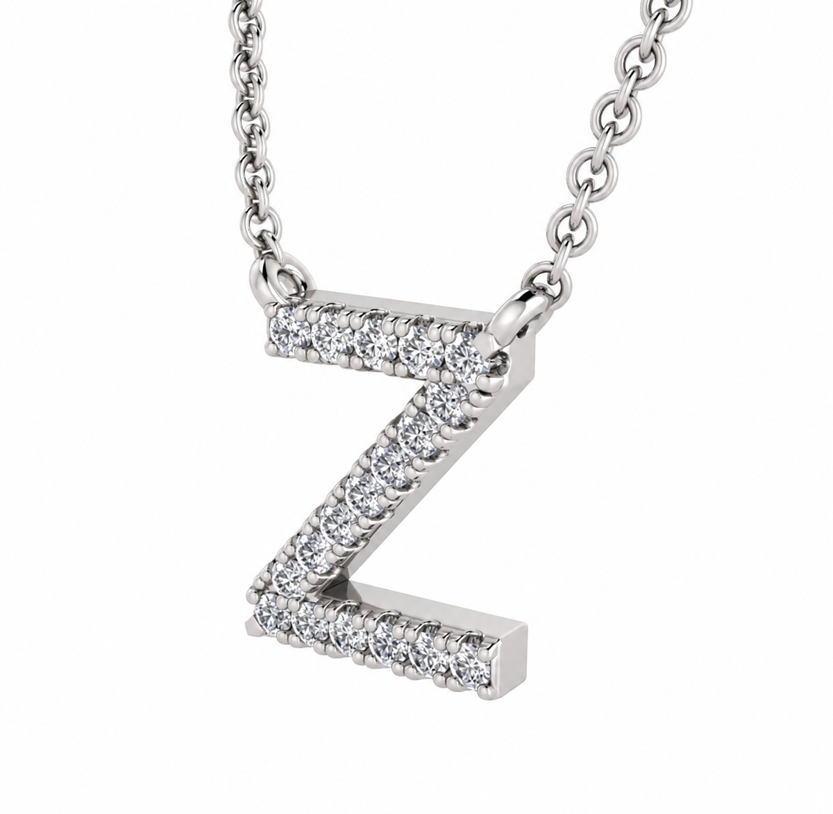 9K Gold 0.06ct-0.09ct Diamond Fixed Initials Necklaces