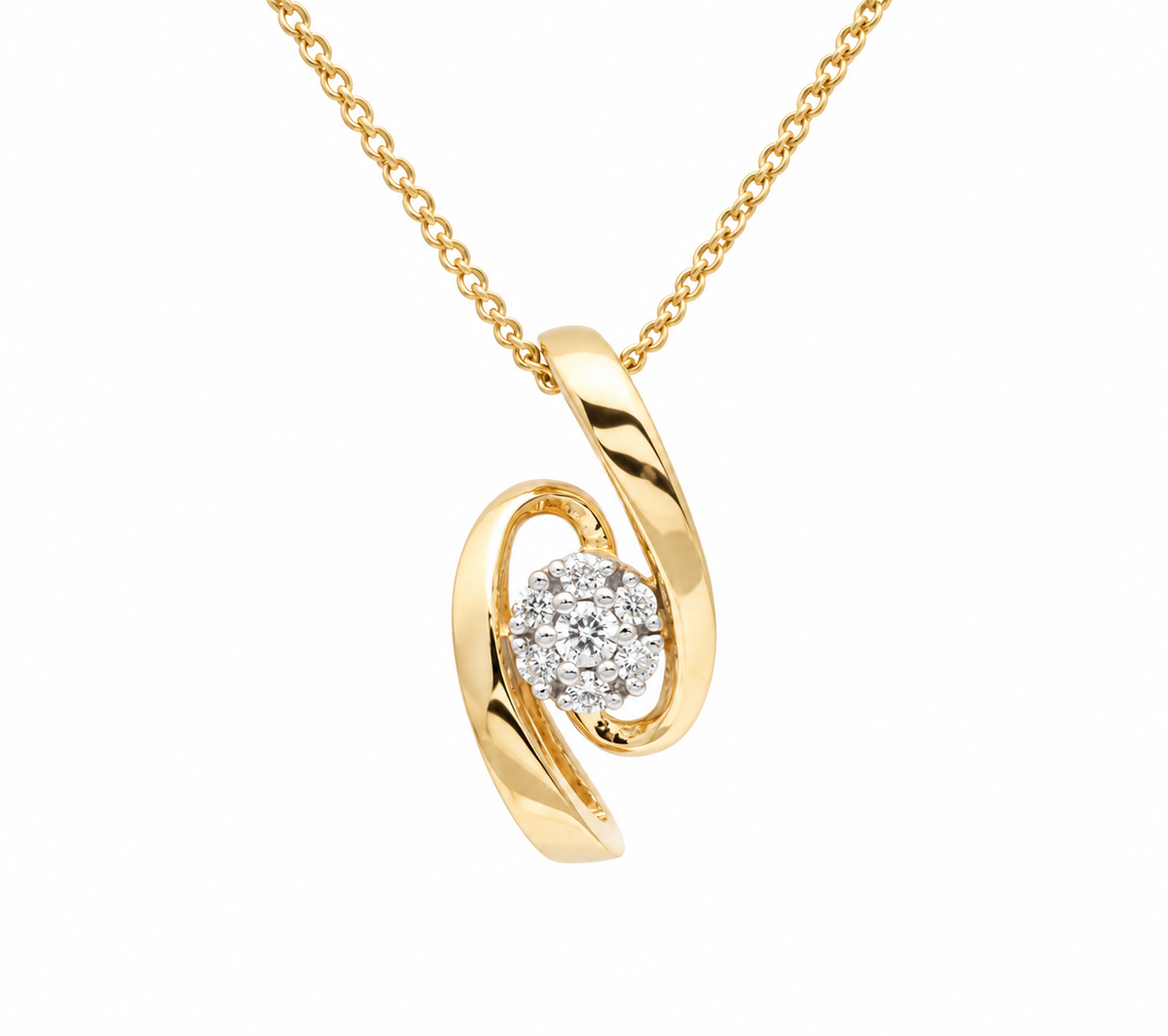 9K Gold 0.05ct Twist Pendant