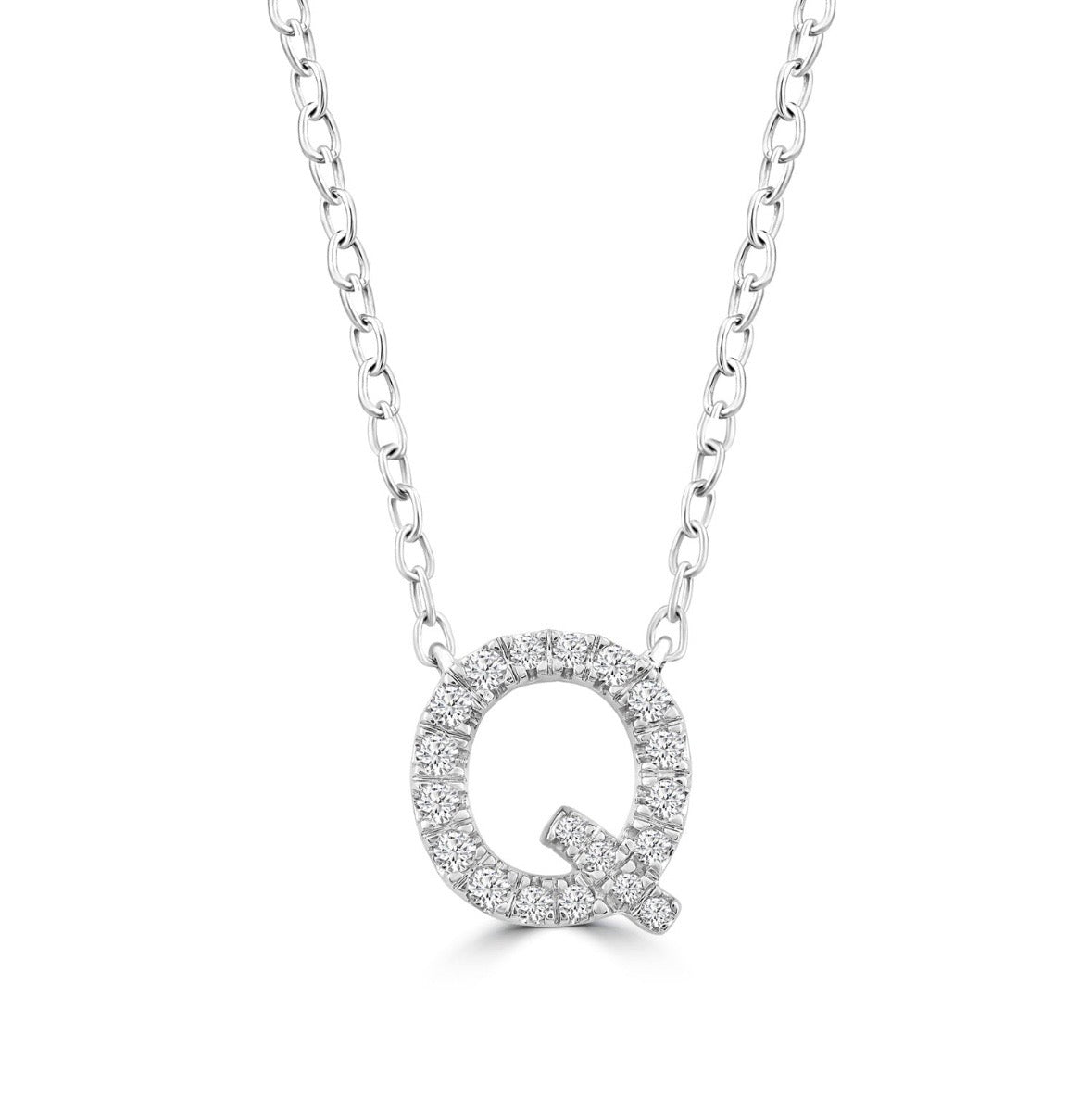 9K Gold 0.06ct-0.09ct Diamond Fixed Initials Necklaces