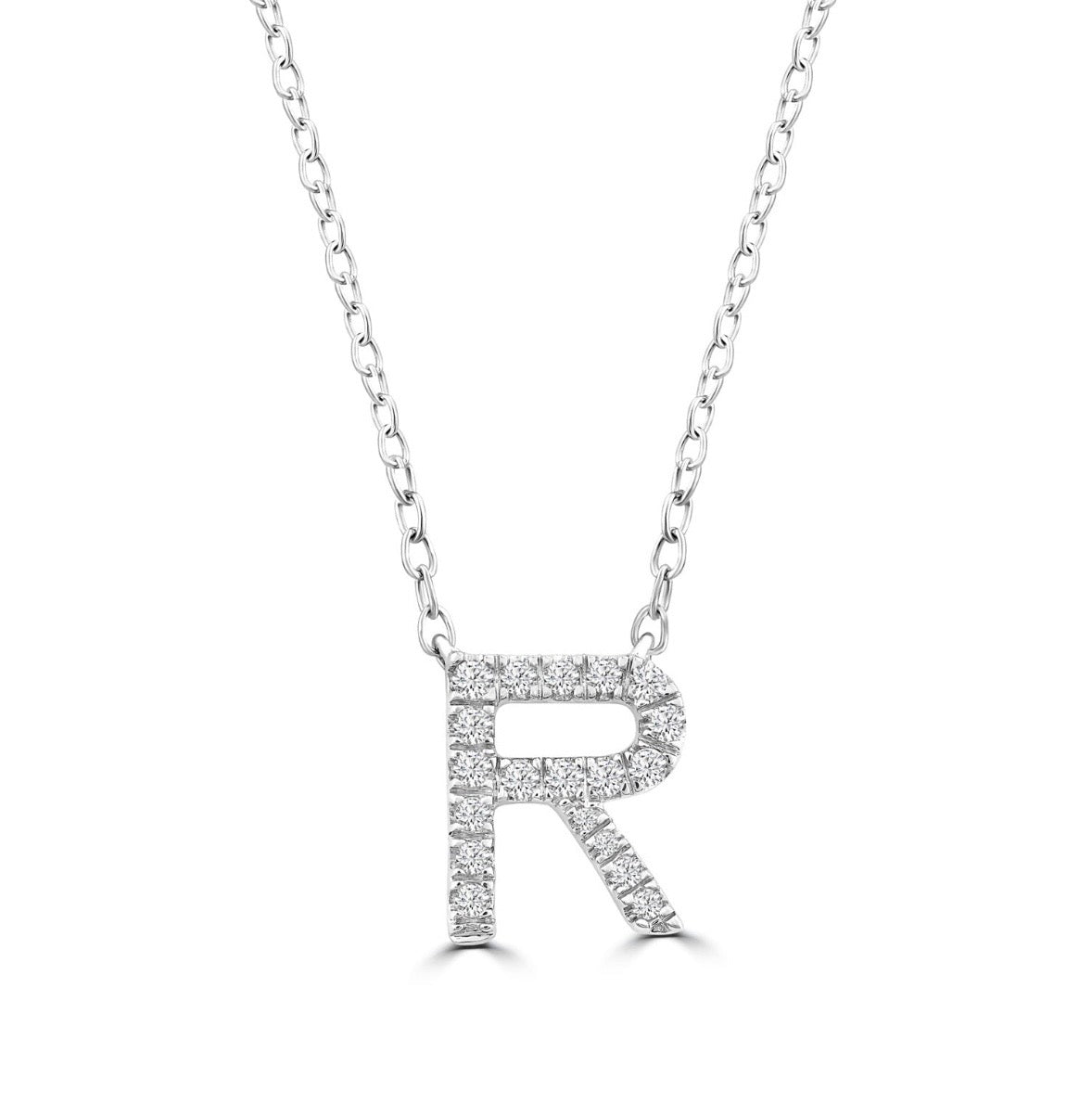 9K Gold 0.06ct-0.09ct Diamond Fixed Initials Necklaces