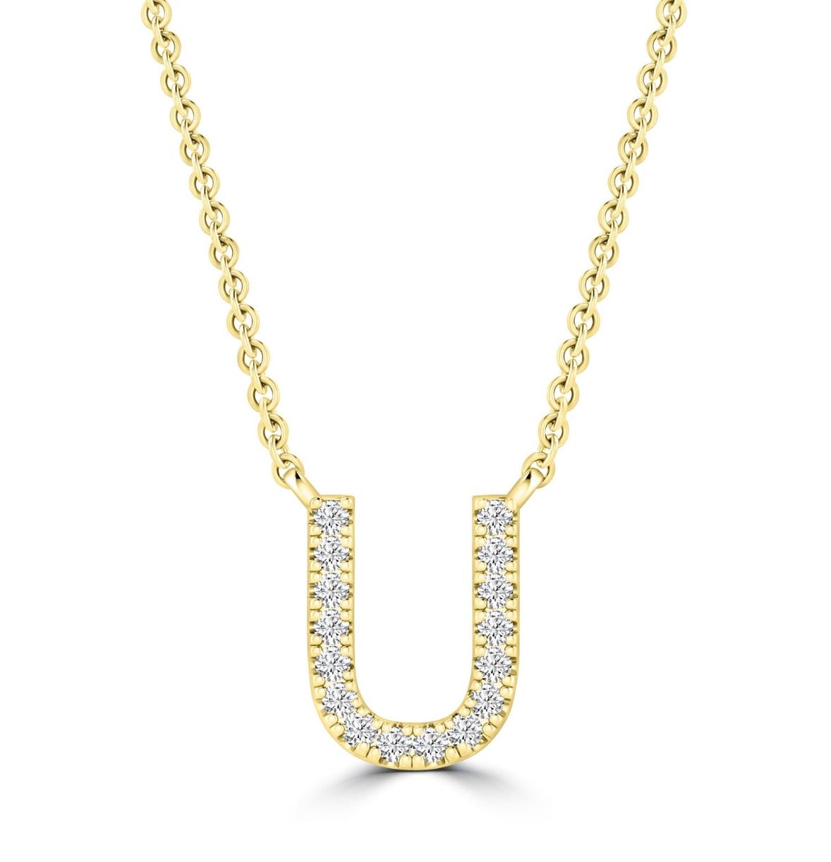 9K Gold 0.06ct-0.09ct Diamond Fixed Initials Necklaces