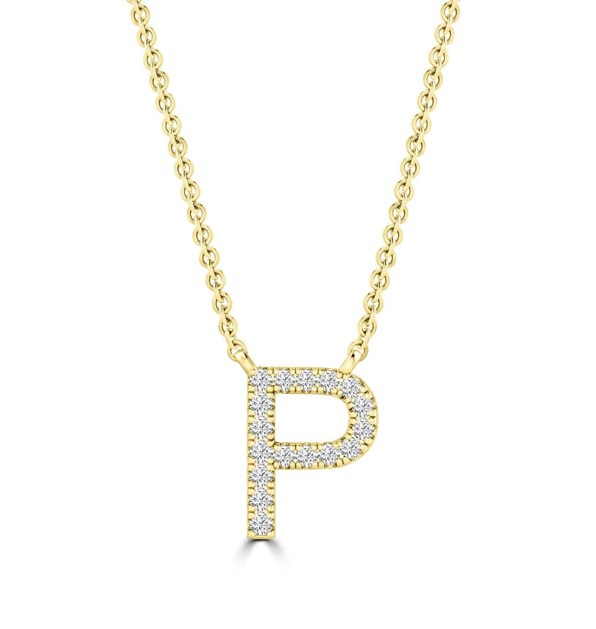 9K Gold 0.06ct-0.09ct Diamond Fixed Initials Necklaces