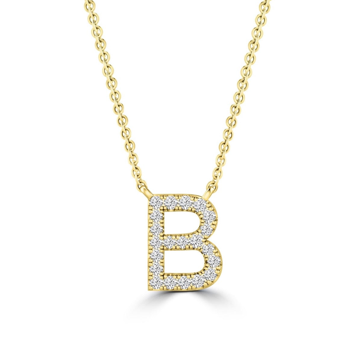 9K Gold 0.06ct-0.09ct Diamond Fixed Initials Necklaces