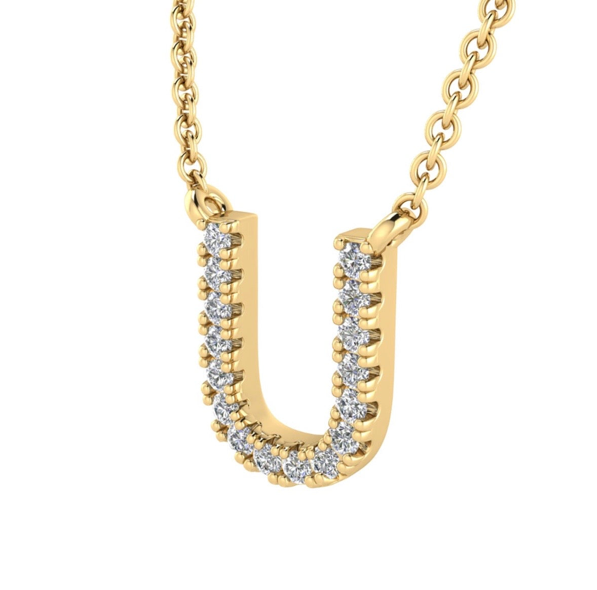 9K Gold 0.06ct-0.09ct Diamond Fixed Initials Necklaces