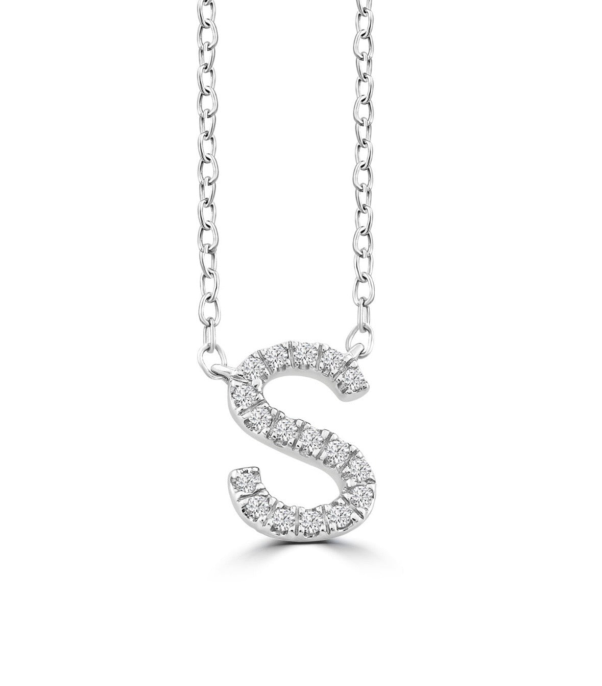 9K Gold 0.06ct-0.09ct Diamond Fixed Initials Necklaces