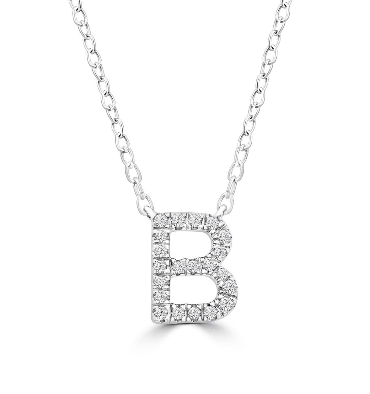 9K Gold 0.06ct-0.09ct Diamond Fixed Initials Necklaces