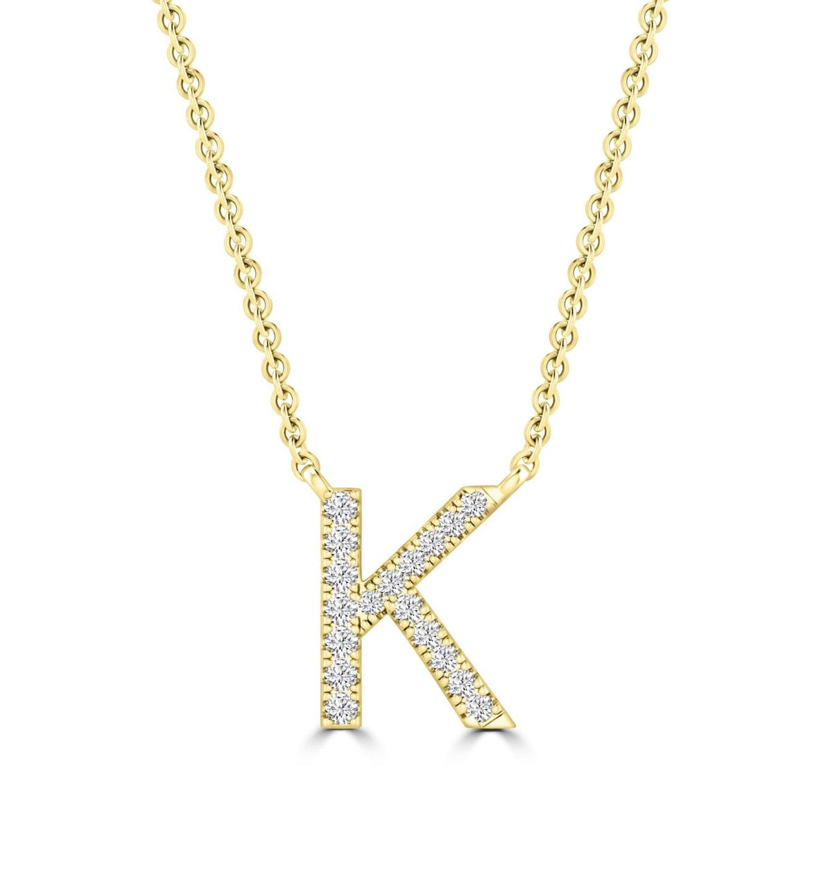 9K Gold 0.06ct-0.09ct Diamond Fixed Initials Necklaces