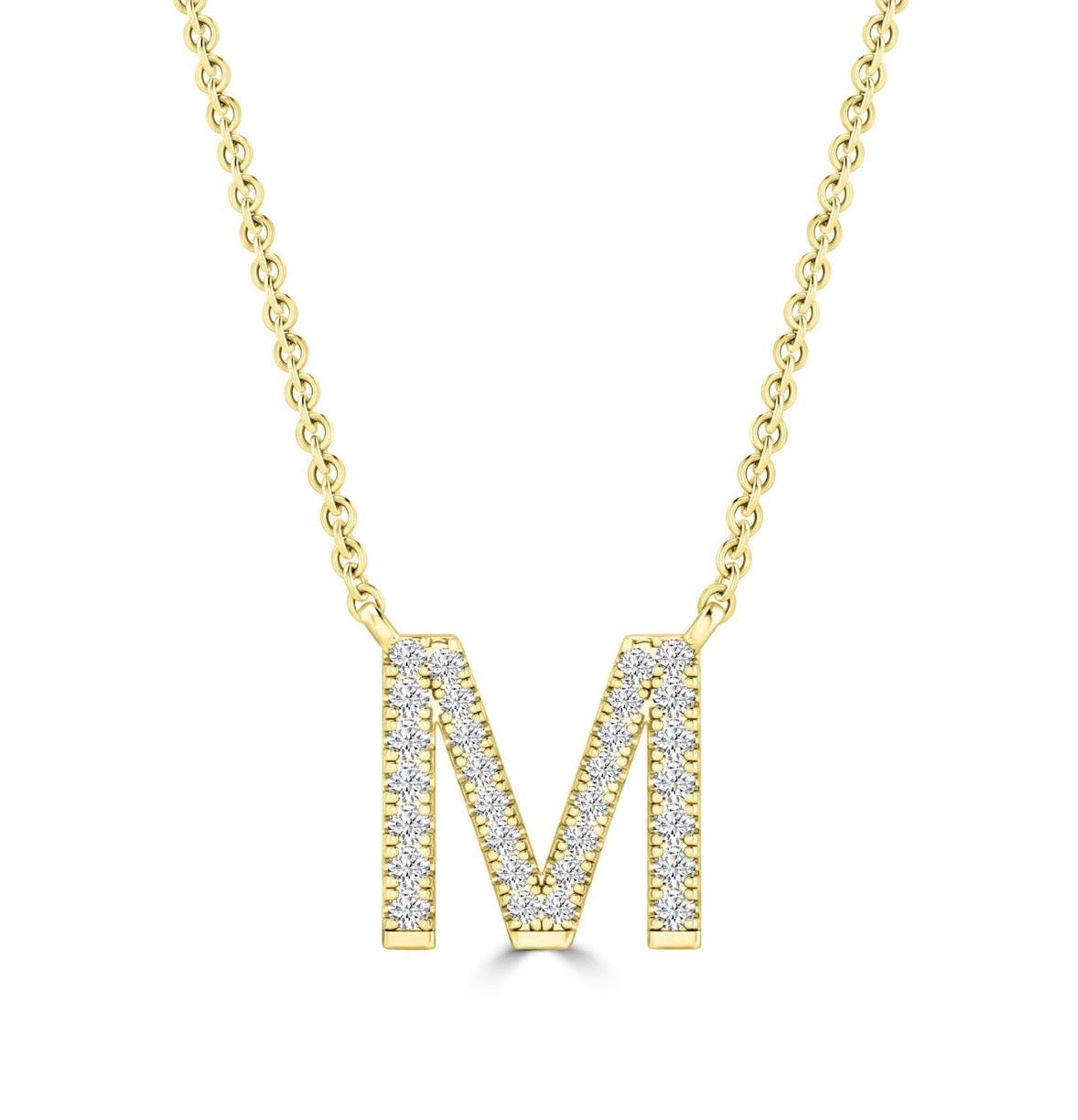 9K Gold 0.06ct-0.09ct Diamond Fixed Initials Necklaces