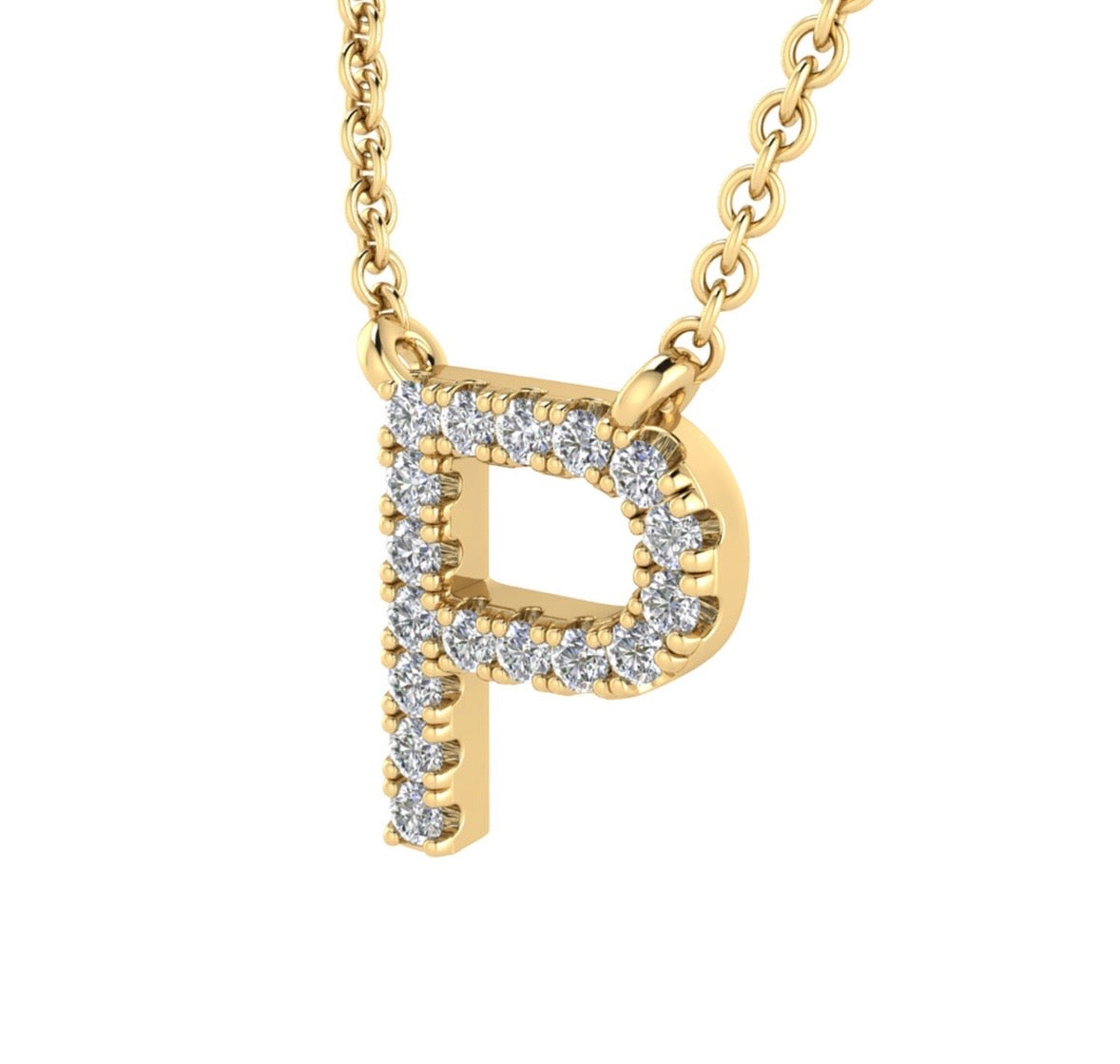 9K Gold 0.06ct-0.09ct Diamond Fixed Initials Necklaces