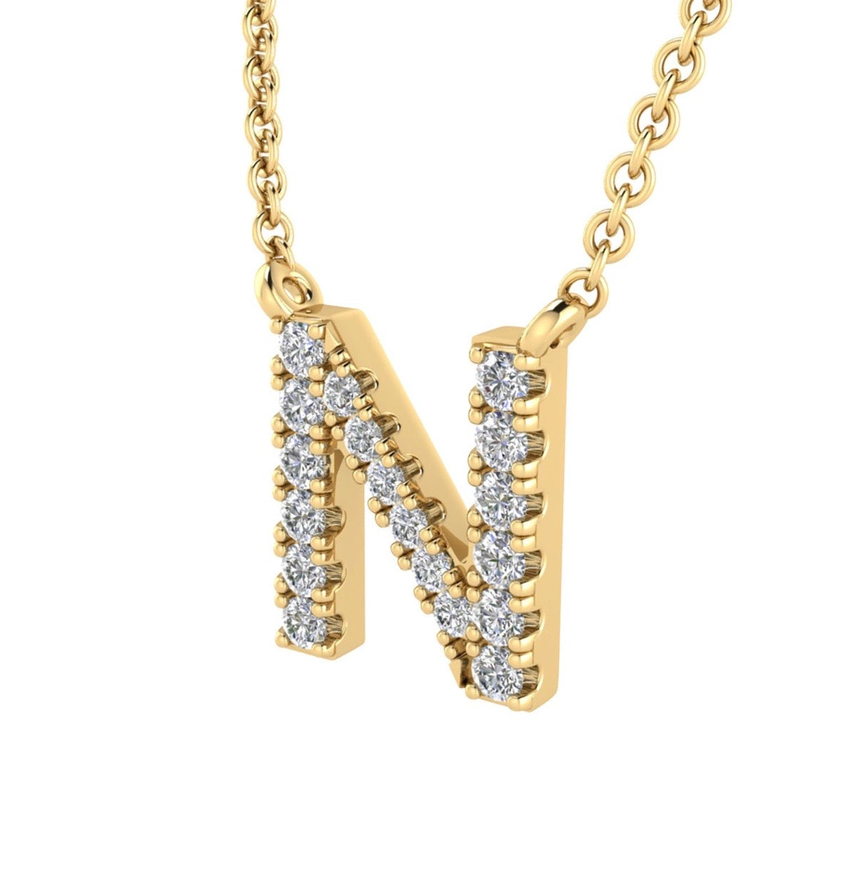 9K Gold 0.06ct-0.09ct Diamond Fixed Initials Necklaces