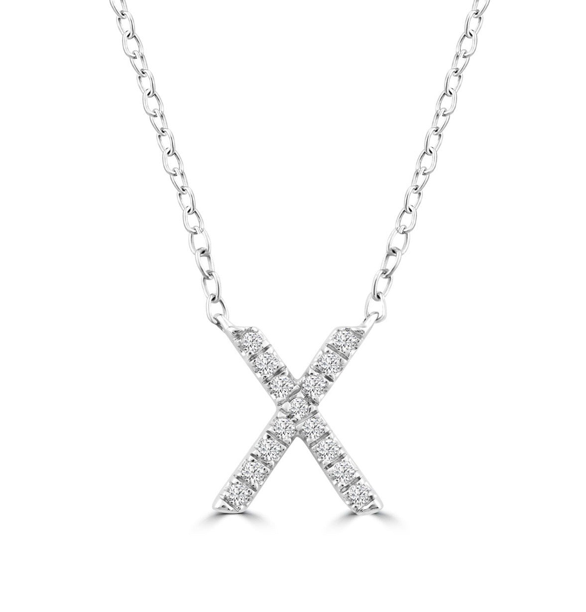 9K Gold 0.06ct-0.09ct Diamond Fixed Initials Necklaces