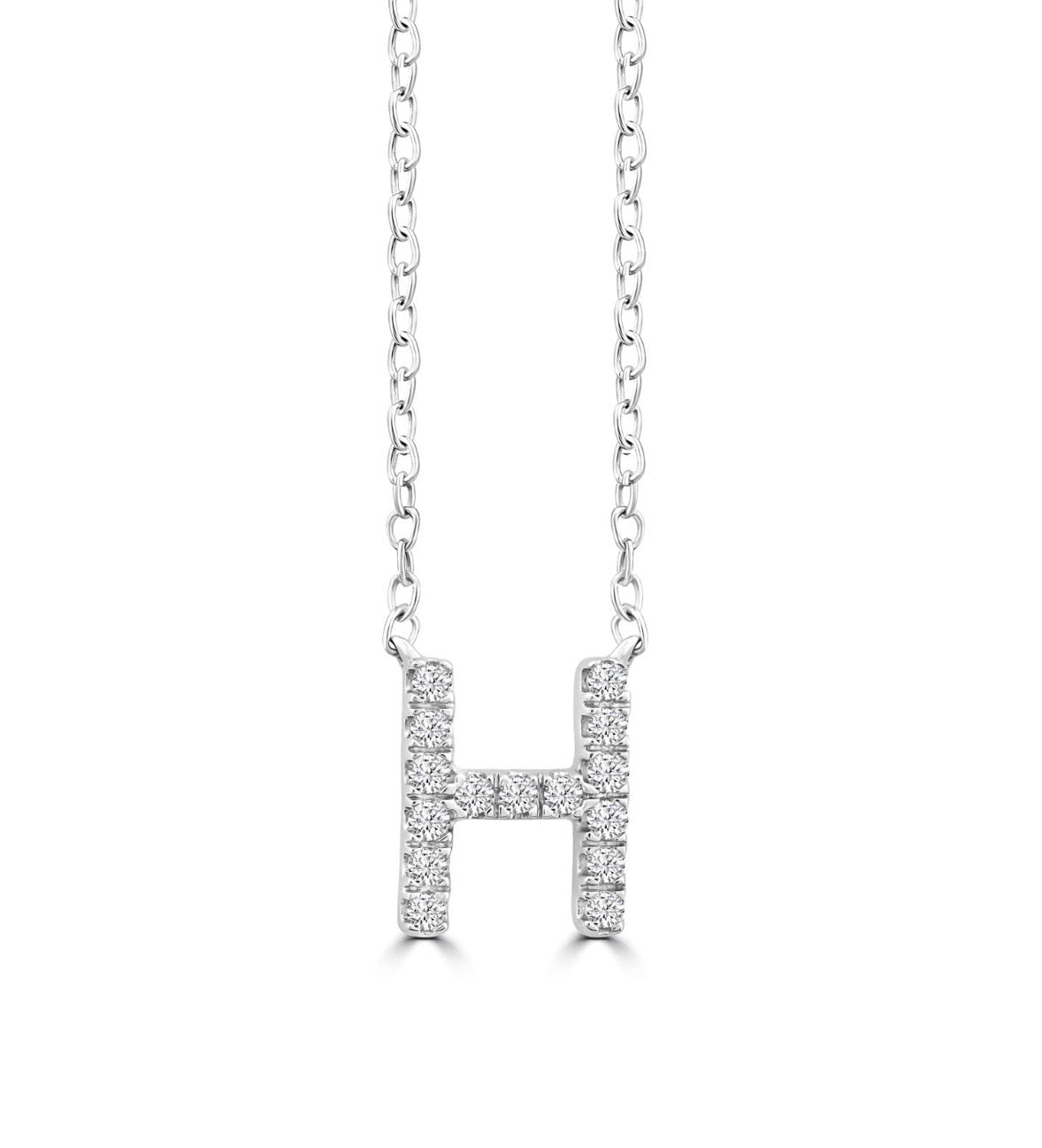 9K Gold 0.06ct-0.09ct Diamond Fixed Initials Necklaces