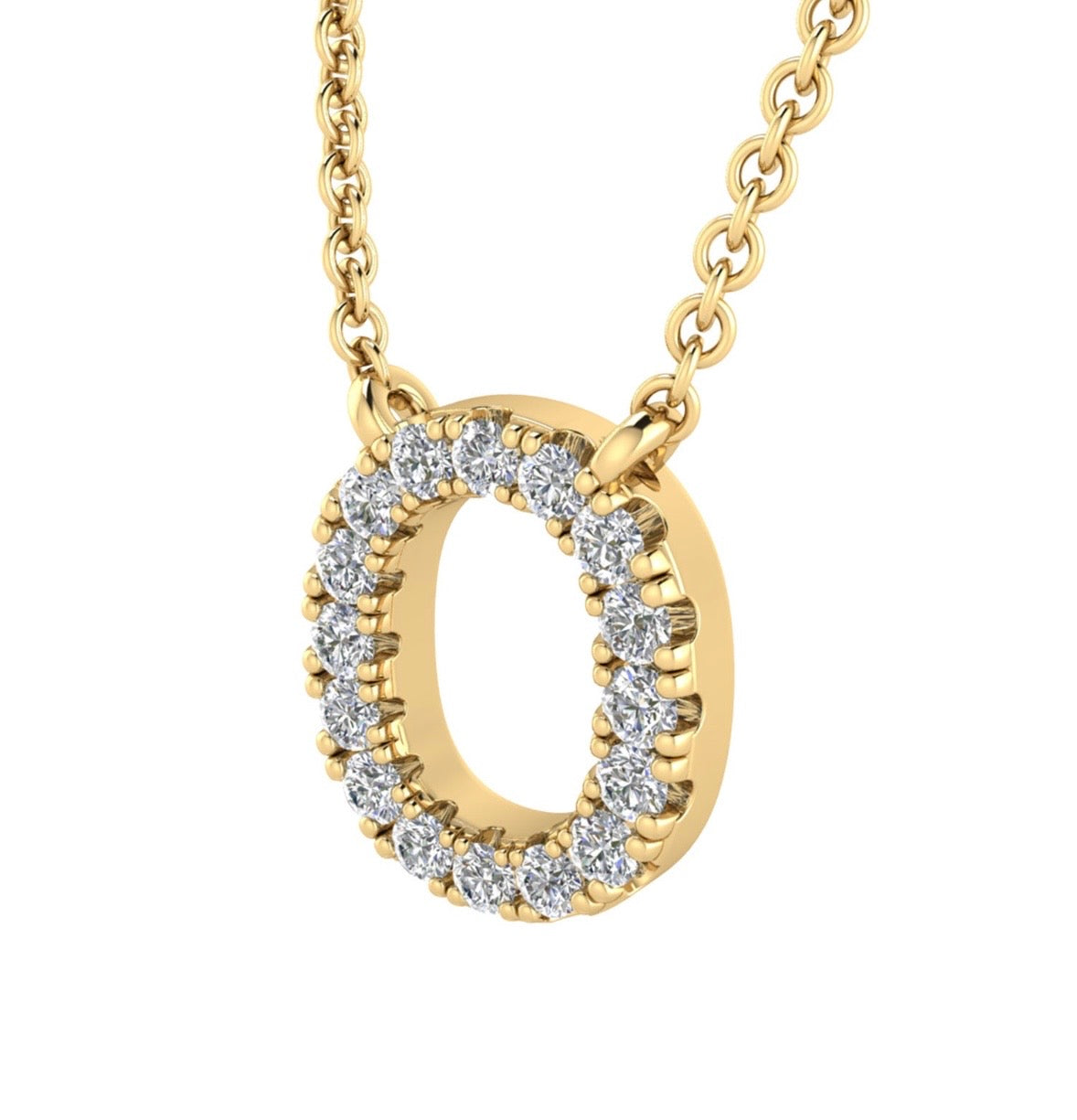 9K Gold 0.06ct-0.09ct Diamond Fixed Initials Necklaces