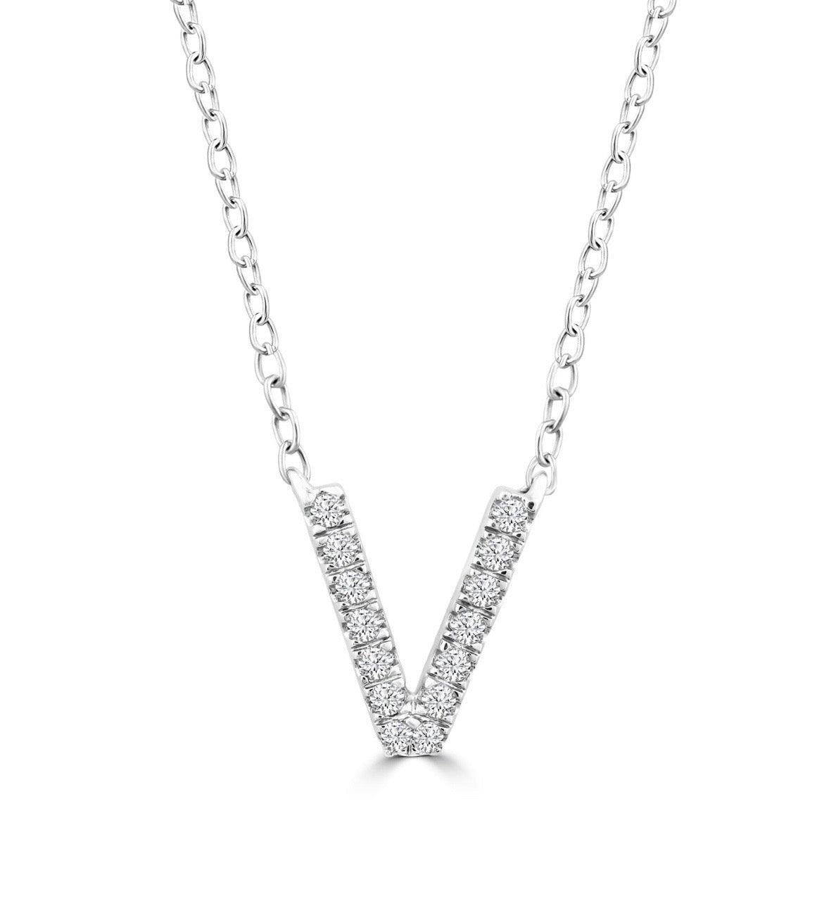 9K Gold 0.06ct-0.09ct Diamond Fixed Initials Necklaces