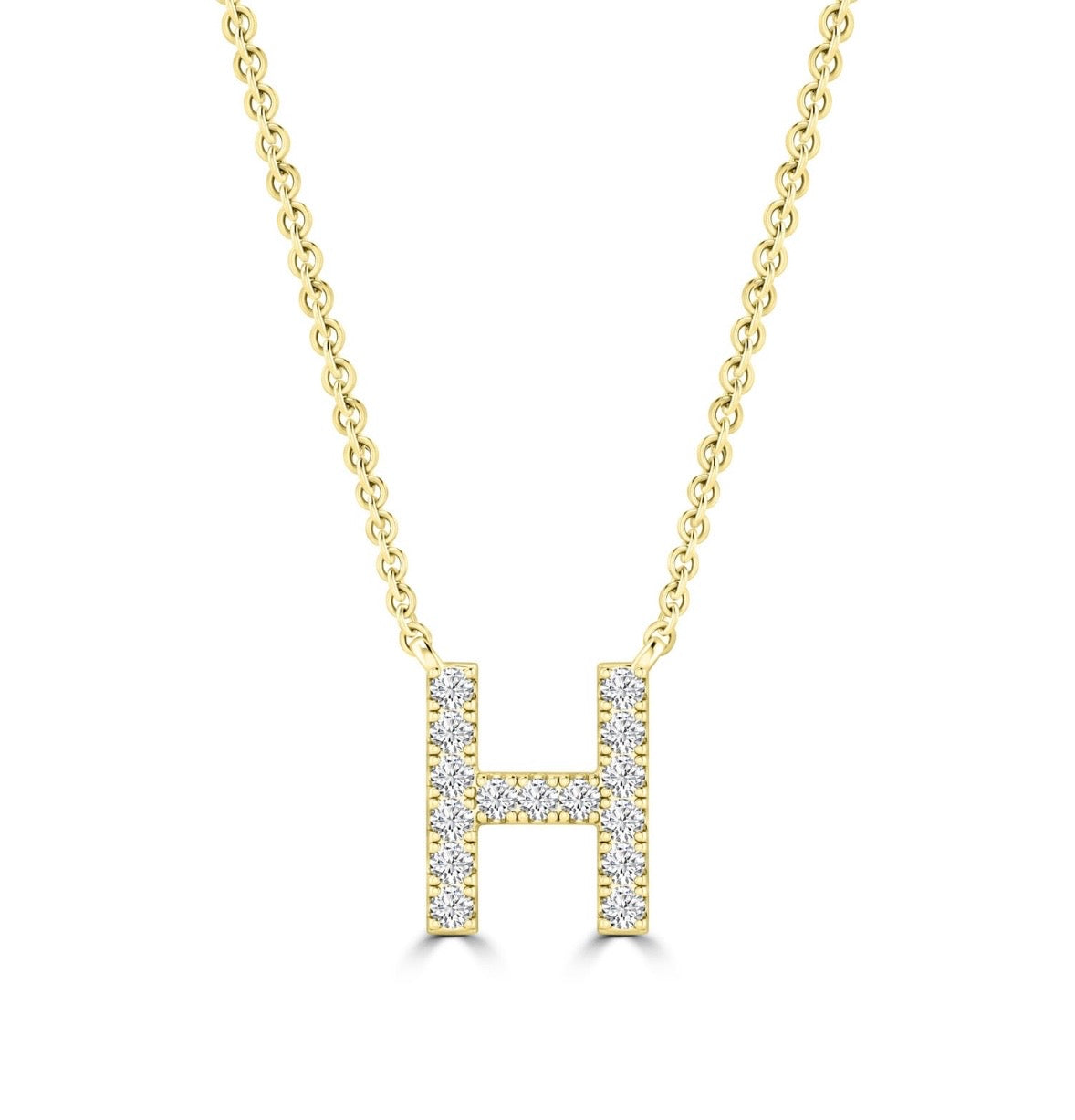 9K Gold 0.06ct-0.09ct Diamond Fixed Initials Necklaces