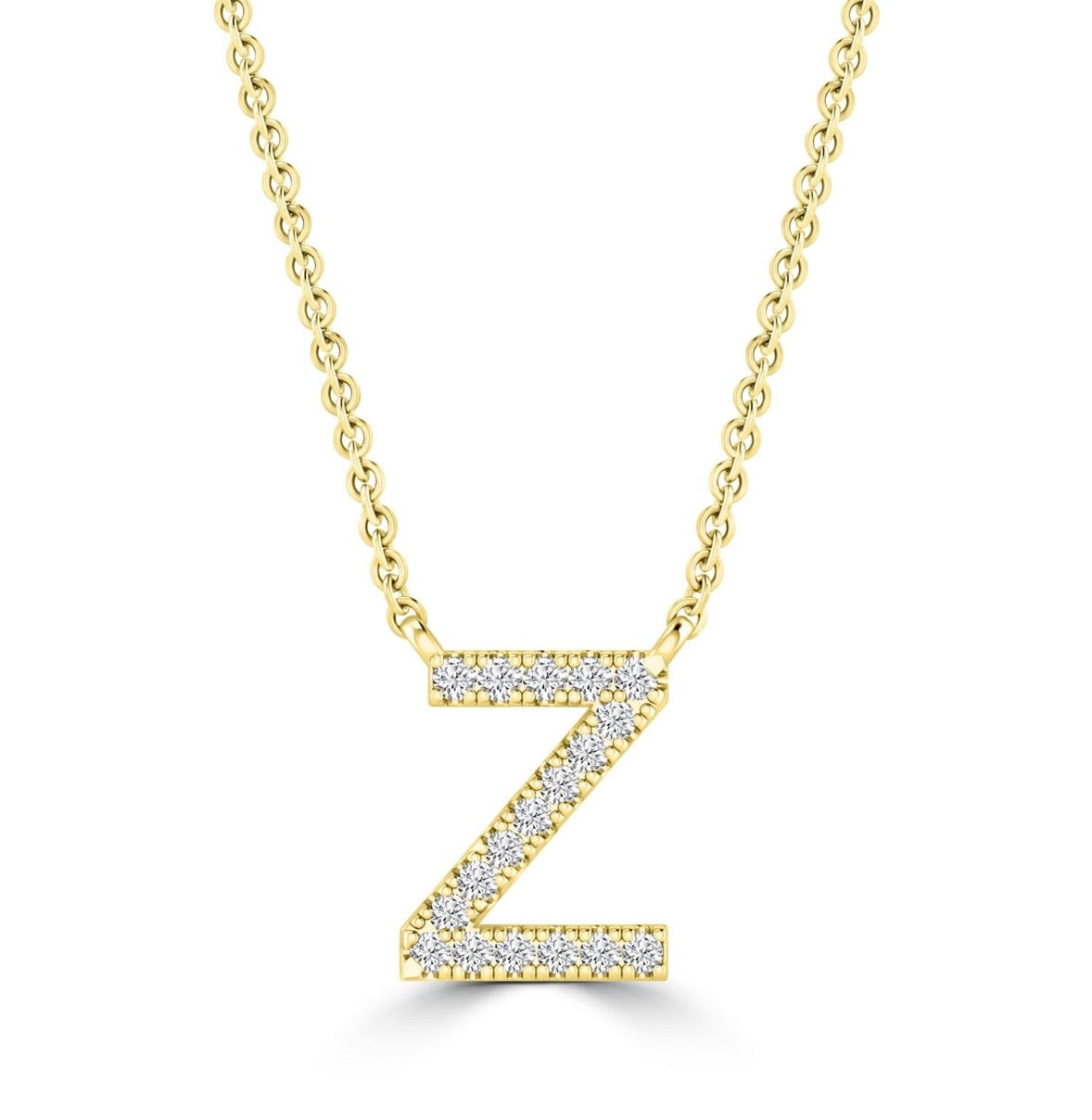9K Gold 0.06ct-0.09ct Diamond Fixed Initials Necklaces