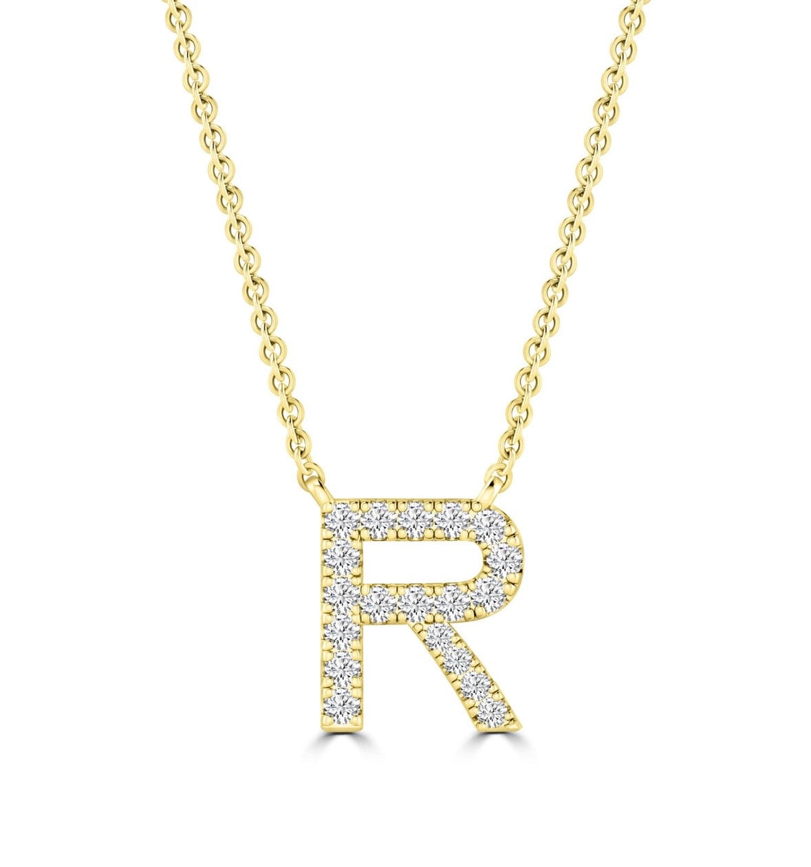 9K Gold 0.06ct-0.09ct Diamond Fixed Initials Necklaces