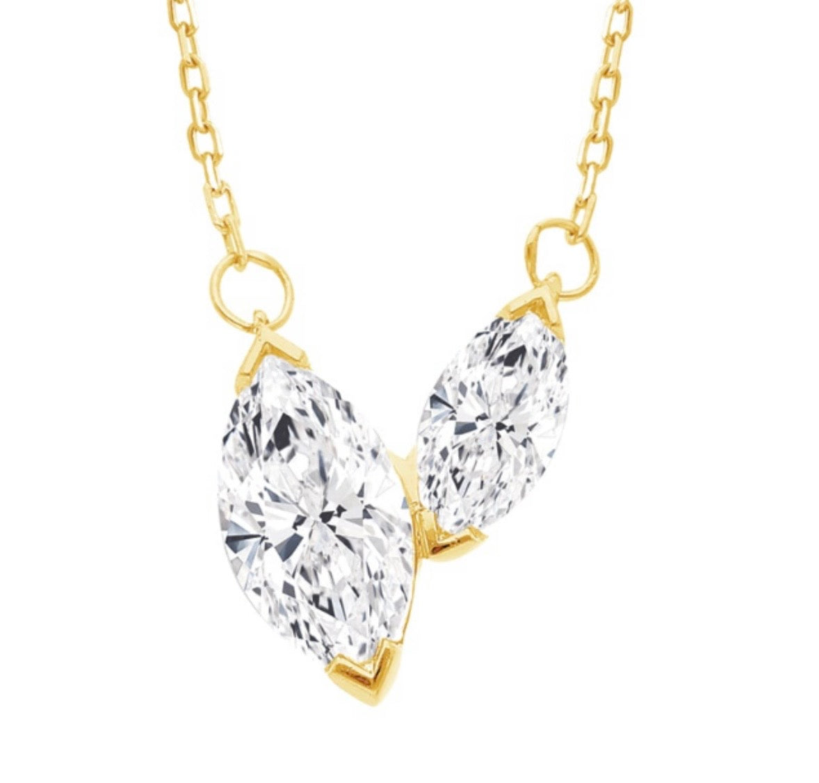 9K Gold 0.70ct Marquise Diamond Duo Necklace