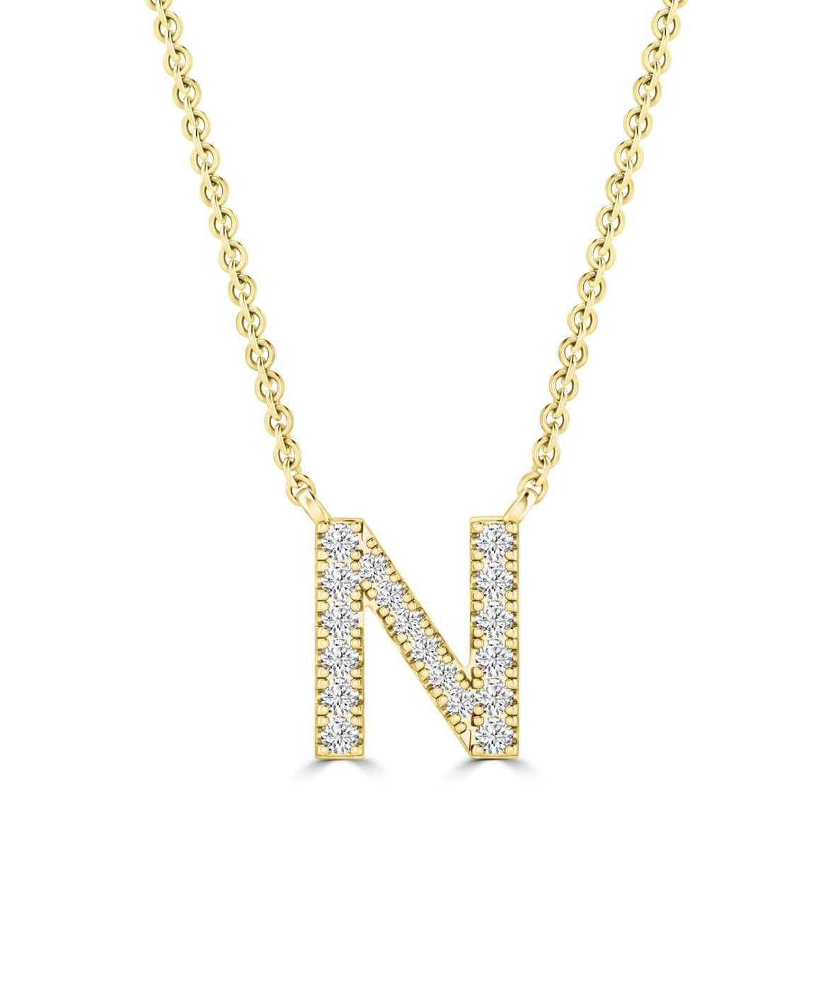 9K Gold 0.06ct-0.09ct Diamond Fixed Initials Necklaces