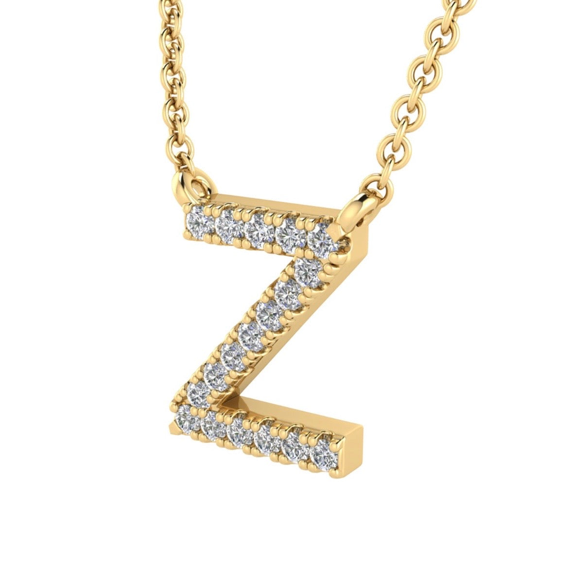 9K Gold 0.06ct-0.09ct Diamond Fixed Initials Necklaces