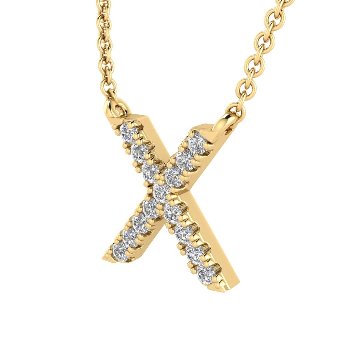 9K Gold 0.06ct-0.09ct Diamond Fixed Initials Necklaces