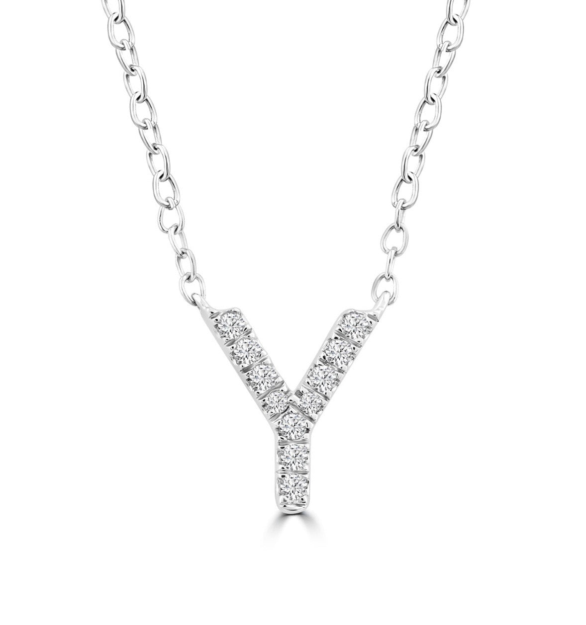 9K Gold 0.06ct-0.09ct Diamond Fixed Initials Necklaces