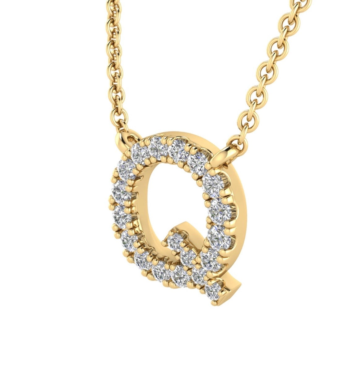 9K Gold 0.06ct-0.09ct Diamond Fixed Initials Necklaces